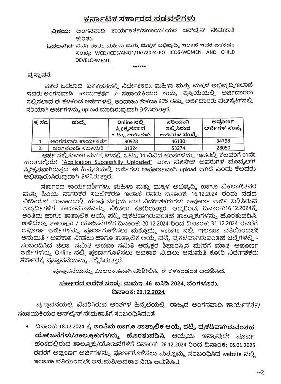 ತುರುವಿಹಾಳ ಸಿಡಿಪಿಒ ಅಪೂರ್ಣ ಅರ್ಜಿಗಳನ್ನು ಪೂರ್ತಿಗೊಳಿಸಲು ಹೊಸ ಅವಧಿ